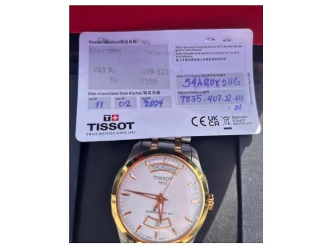 Relógio Tissot Powermatic 80 em aço inoxidável e ouro Branco Dourado - vista 10