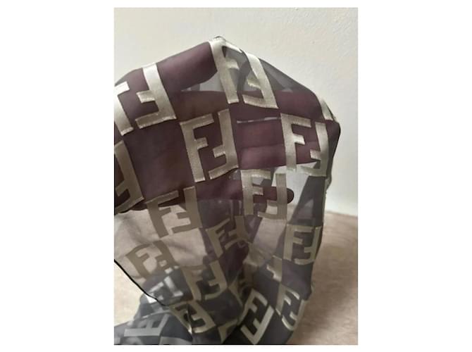 Sciarpa in seta Fendi FF Monogram Bianco - vista 6