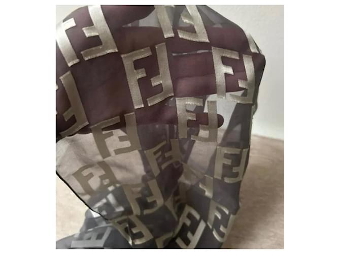 Sciarpa in seta Fendi FF Monogram Bianco - vista 7