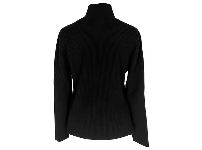 Saint Laurent Rippstrick-Rollkragenpullover aus schwarzer Wolle - Ansicht 3