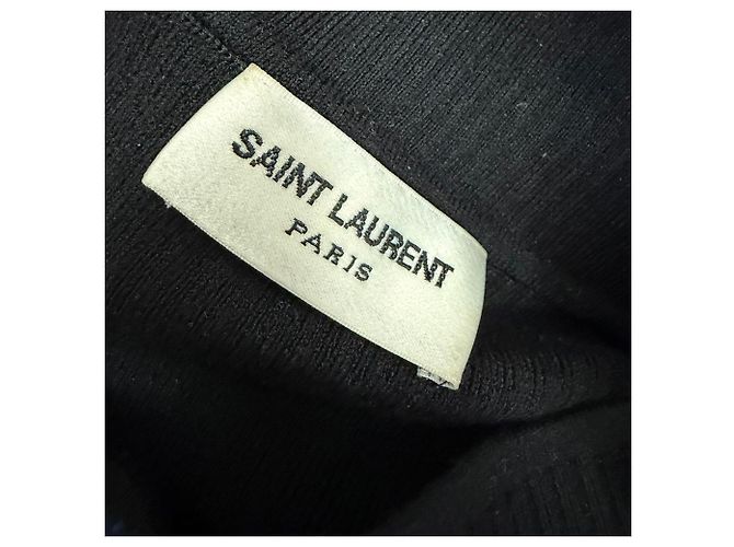Saint Laurent Rippstrick-Rollkragenpullover aus schwarzer Wolle - Ansicht 4