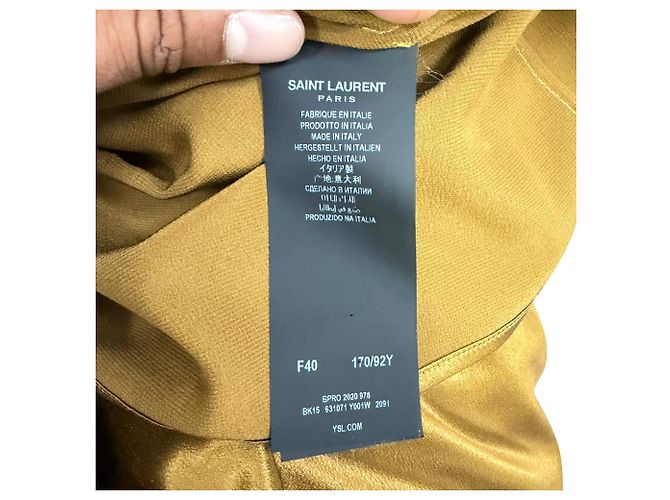 Camicetta Saint Laurent in seta marrone con spalle imbottite - vista 7