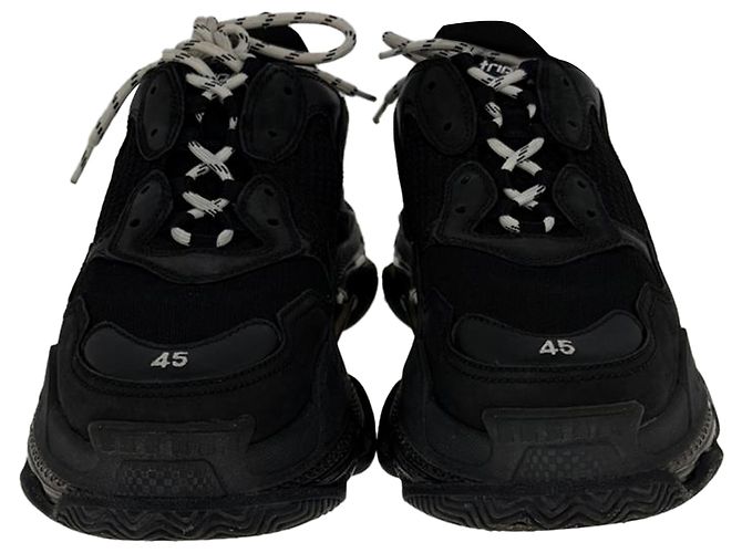 Balenciaga Triple S Sneaker mit transparenter Sohle aus schwarzem Polyester - Ansicht 7