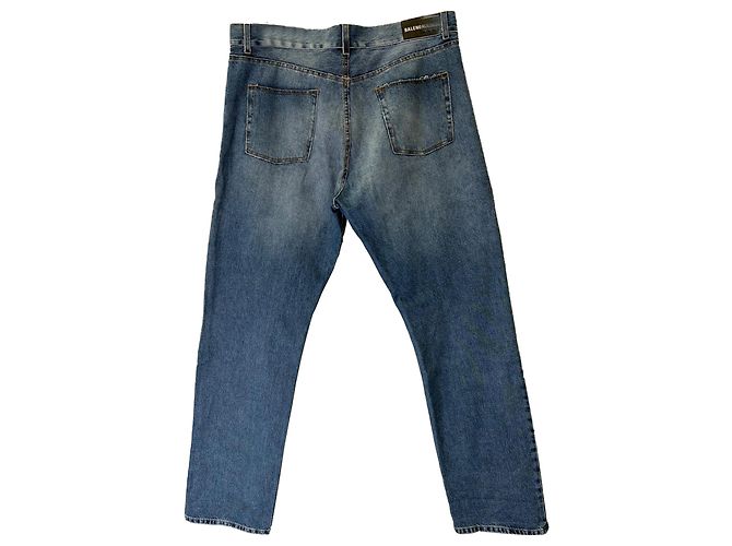 Jeans a vita media Balenciaga in cotone blu Stampa python - vista 2