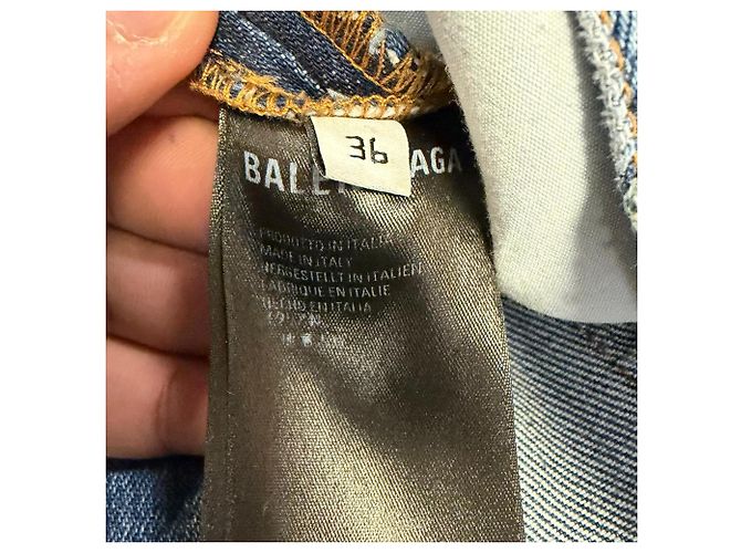 Jeans a vita media Balenciaga in cotone blu Stampa python - vista 4