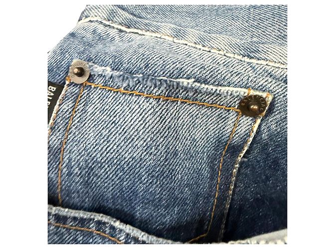 Jeans a vita media Balenciaga in cotone blu Stampa python - vista 5