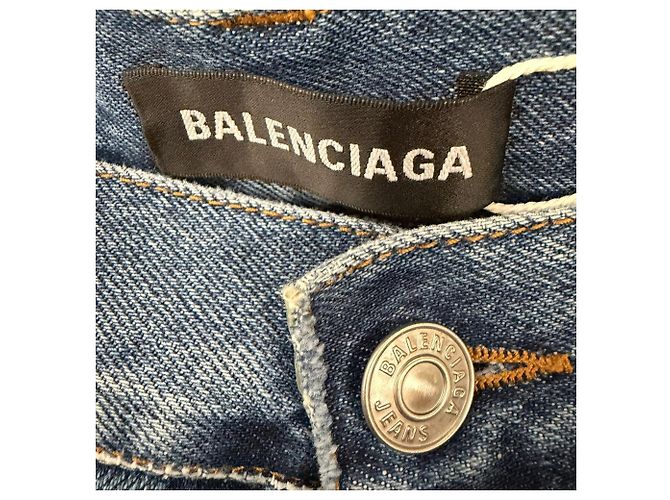 Jeans a vita media Balenciaga in cotone blu Stampa python - vista 6
