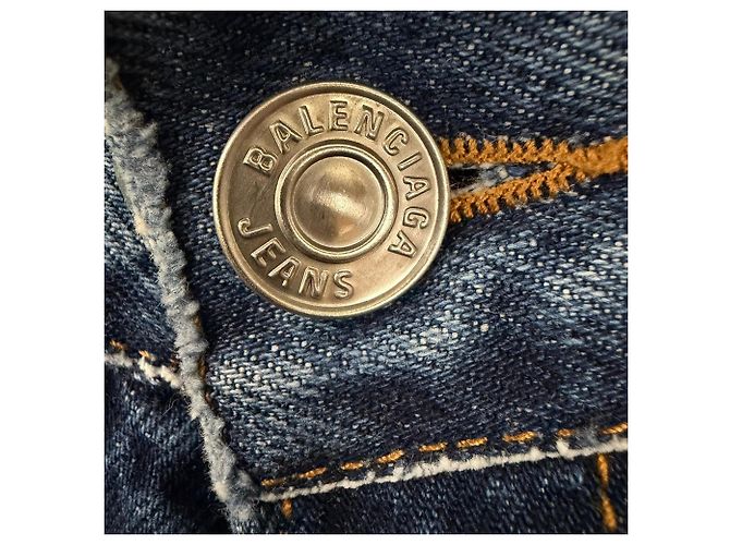 Jeans a vita media Balenciaga in cotone blu Stampa python - vista 7