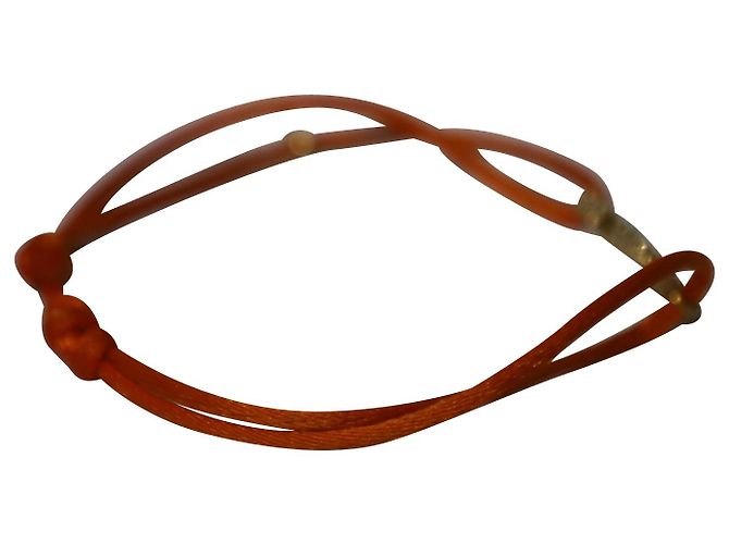 Autre Marque Bracciale Valentino Vlogo Signature in cotone arancione e strass - vista 4