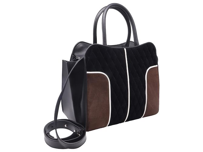Borsa Sella Tod's in velluto marrone e pelle - vista 2