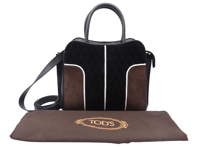 Borsa Sella Tod's in velluto marrone e pelle - vista 6