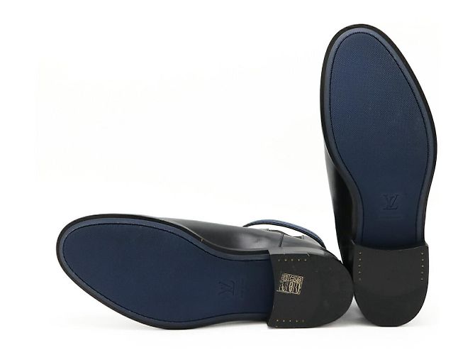 Stivaletti Louis Vuitton Damier Infini Nero Blu - vista 5