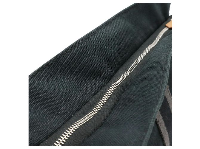 Herbag Clutch Fourre Tout in tela e pelle Hermès Nero Grigio - vista 5