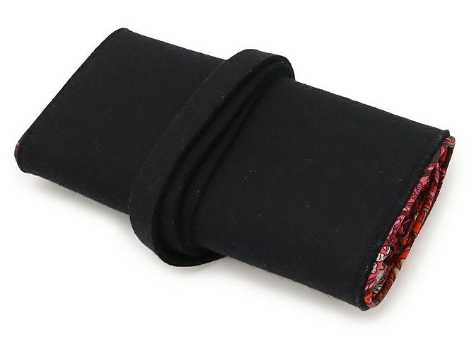 Pochette in seta e feltro di seta Hermès Nero - vista 2