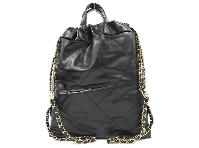 Timeless Chanel 22 Kalbsleder Rucksack Schwarz - Ansicht 2