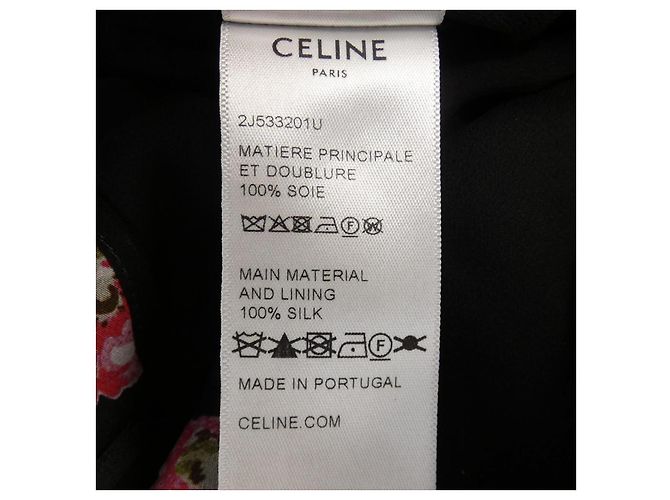 Céline Celine Seidenrock Schwarz Pink Grün - Ansicht 3
