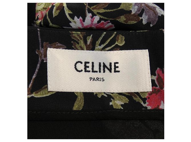 Céline Celine Seidenrock Schwarz Pink Grün - Ansicht 4