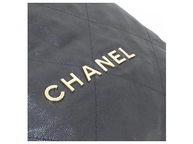 Timeless Zaino Chanel 22 in pelle di vitello granulata Blu Blu navy - vista 4