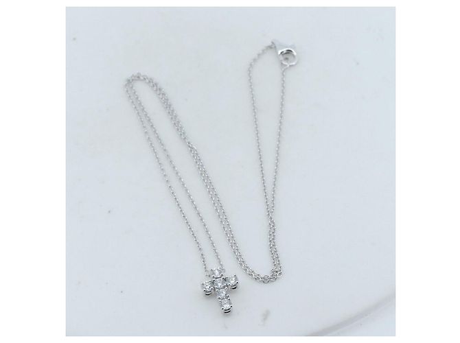Autre Marque Collana a Croce con Diamanti De Beers Au750 Argento - vista 2