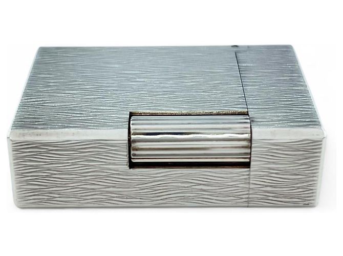 Autre Marque S.T. Dupont Feuerzeug Silber mit Short Wave Muster - Ansicht 3