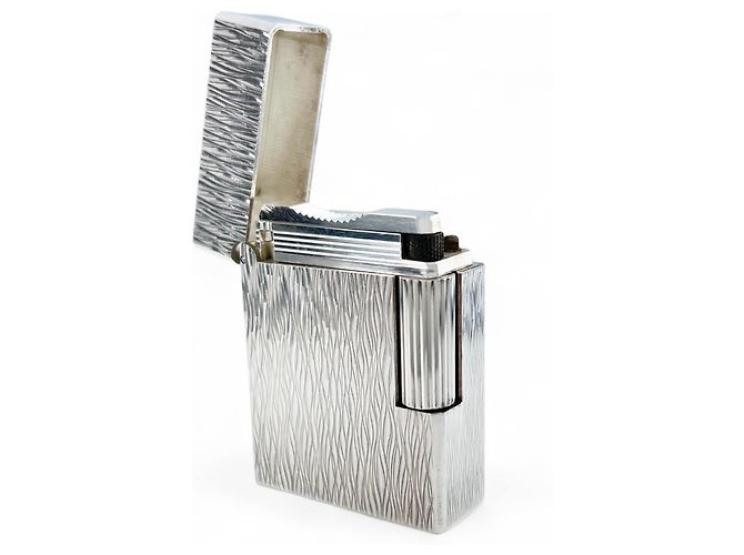 Autre Marque S.T. Dupont Feuerzeug Silber mit Short Wave Muster - Ansicht 4