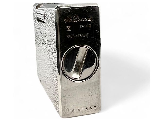 Autre Marque S.T. Dupont Feuerzeug Silber mit Short Wave Muster - Ansicht 6