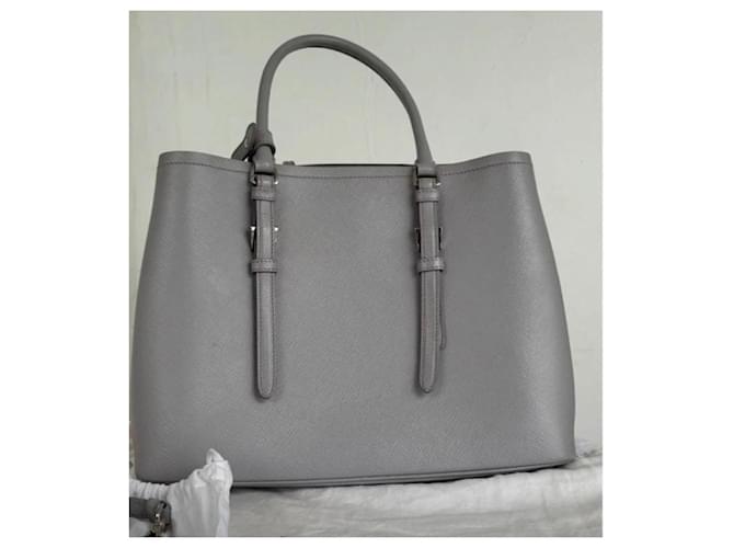 Borsa Tote Prada Saffiano Grigio - vista 8