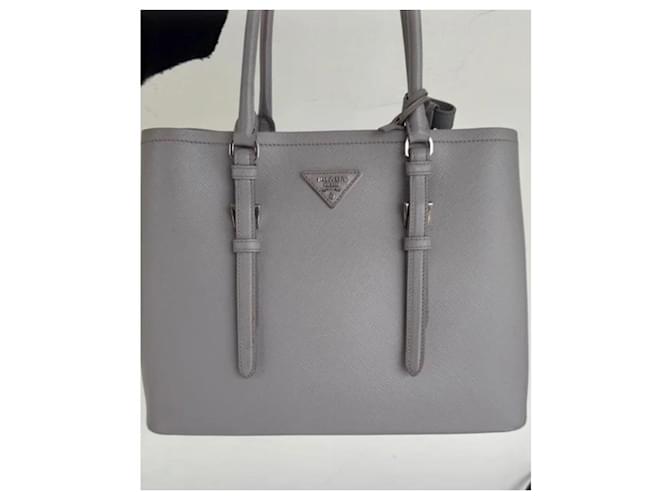Borsa Tote Prada Saffiano Grigio - vista 9