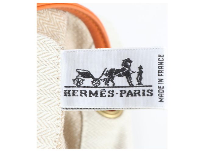 Hermès Borsa a Spalla Hermes Aline GM Toile Chevron Arancione Pelle e Tela per Donna - vista 10