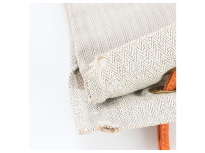 Hermès Borsa a Spalla Hermes Aline GM Toile Chevron Arancione Pelle e Tela per Donna - vista 9