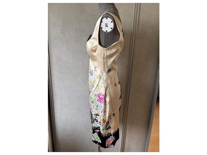 Vestido de verano de seda Roberto Cavalli Negro Multicolor Beige - vista 4