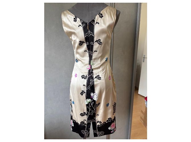 Vestido de verano de seda Roberto Cavalli Negro Multicolor Beige - vista 5