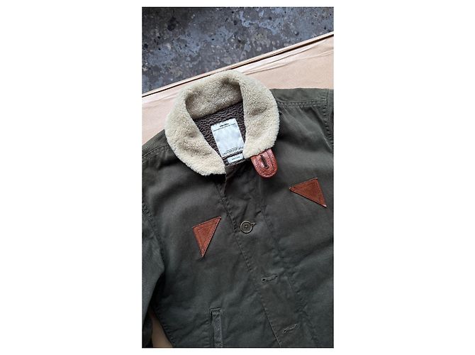 visvim Giacca Deckhand Jacket Boa G Cords Windstopper Gore-Tex Khaki Verde - vista 2