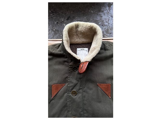 visvim Giacca Deckhand Jacket Boa G Cords Windstopper Gore-Tex Khaki Verde - vista 5