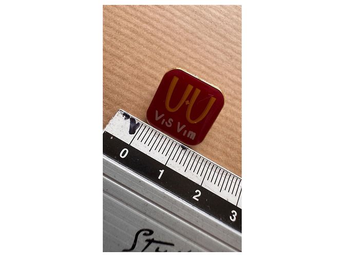 visvim Spilla Pin Badge Logo in Ottone Rosso D'oro - vista 3