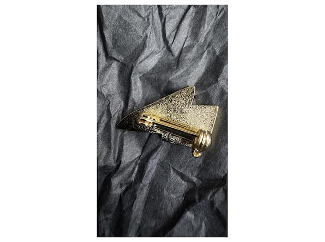visvim Brass Lightning Bolt Pin Badge Black White Golden - view 2