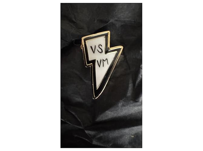 visvim Brass Lightning Bolt Pin Badge Black White Golden - view 4