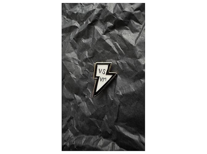 visvim Brass Lightning Bolt Pin Badge Black White Golden - view 5