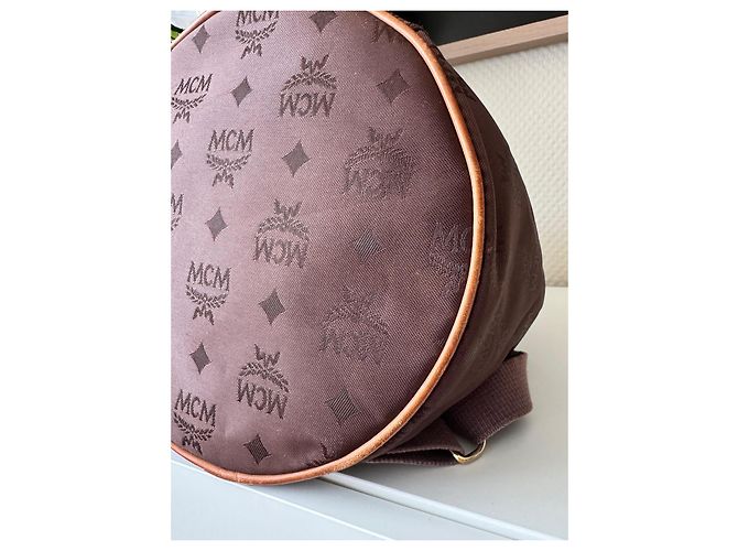 MCM Vintage Nylon Slingbag Rucksack in monogramma canvas marrone - vista 7