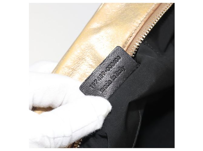 Borsa SAINT LAURENT Y Mail in pelle Oro Auth 188208 D'oro - vista 12