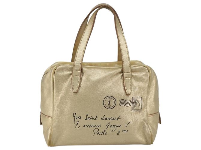 Borsa SAINT LAURENT Y Mail in pelle Oro Auth 188208 D'oro - vista 13