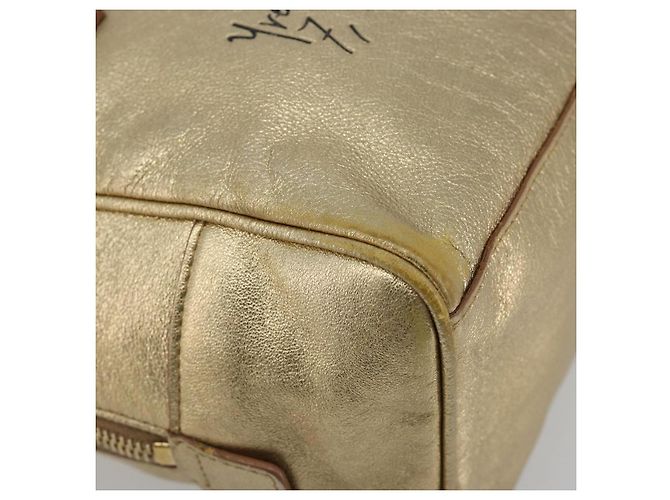 Borsa SAINT LAURENT Y Mail in pelle Oro Auth 188208 D'oro - vista 14