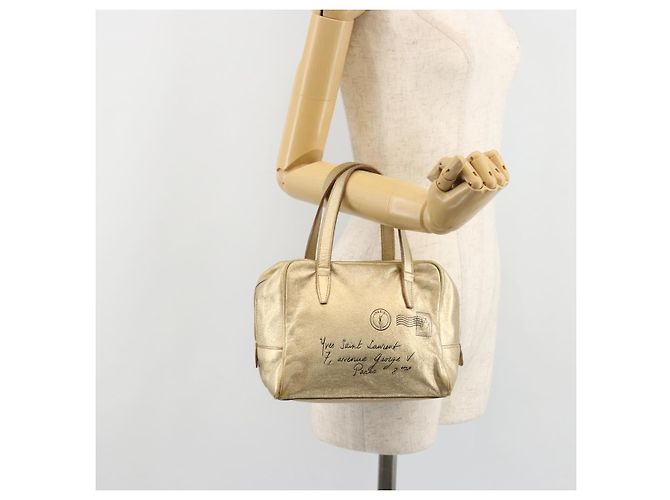 Borsa SAINT LAURENT Y Mail in pelle Oro Auth 188208 D'oro - vista 21