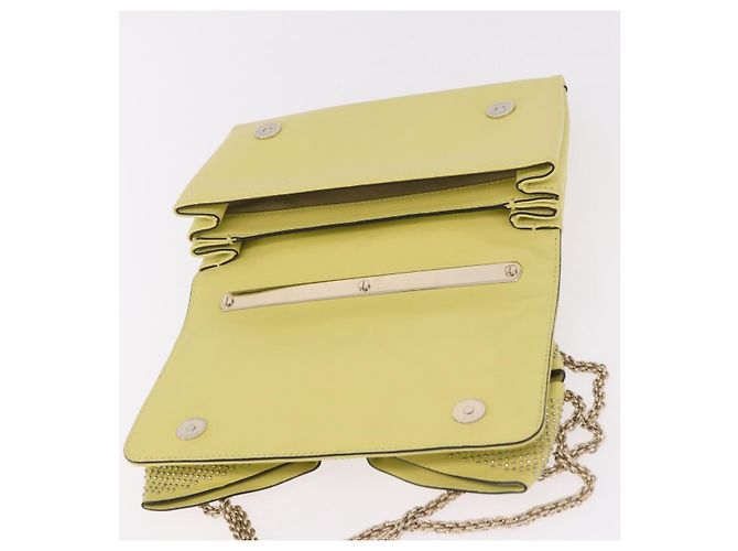 Borsa a Spalla con Catena VALENTINO in Pelle Giallo Oro Auth bs35654V D'oro - vista 10