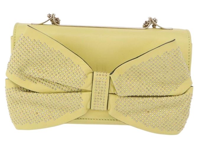 Borsa a Spalla con Catena VALENTINO in Pelle Giallo Oro Auth bs35654V D'oro - vista 13