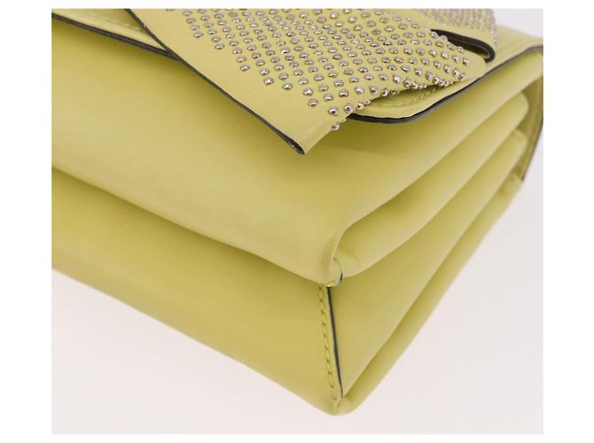 Borsa a Spalla con Catena VALENTINO in Pelle Giallo Oro Auth bs35654V D'oro - vista 14