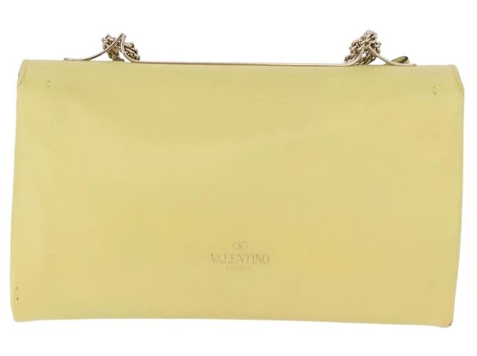 Borsa a Spalla con Catena VALENTINO in Pelle Giallo Oro Auth bs35654V D'oro - vista 2