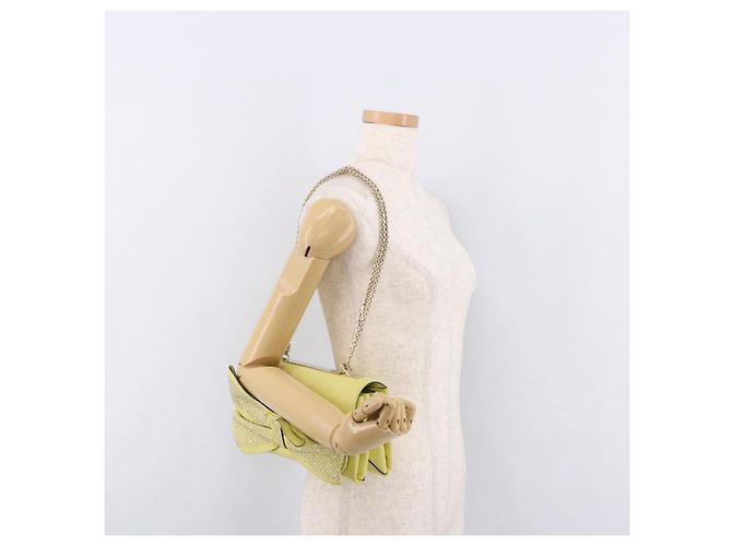 Borsa a Spalla con Catena VALENTINO in Pelle Giallo Oro Auth bs35654V D'oro - vista 25