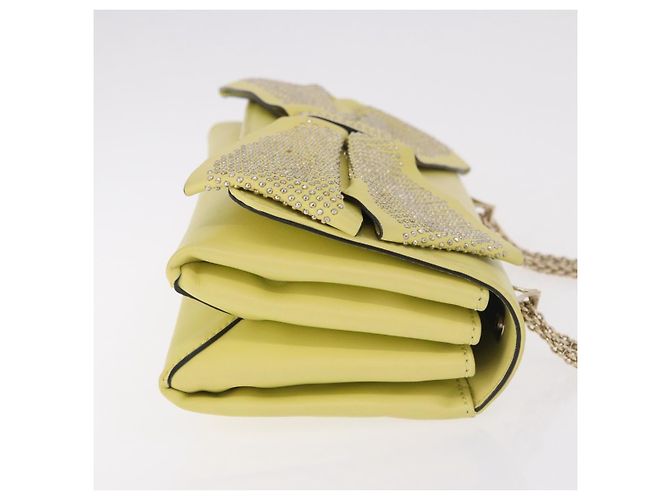 Borsa a Spalla con Catena VALENTINO in Pelle Giallo Oro Auth bs35654V D'oro - vista 3
