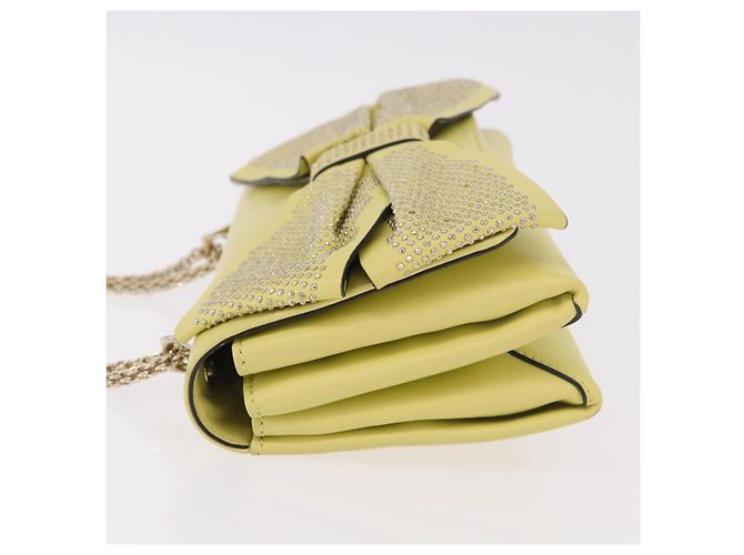 Borsa a Spalla con Catena VALENTINO in Pelle Giallo Oro Auth bs35654V D'oro - vista 4